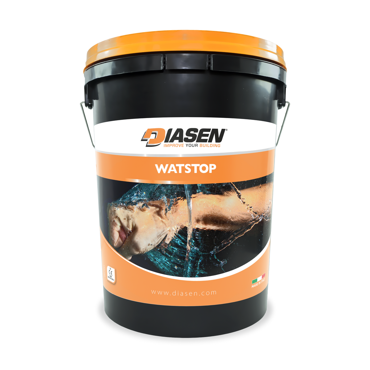watstop pail with diasen branding