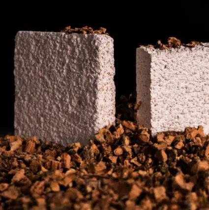 diathonite blocks on top of raw cork