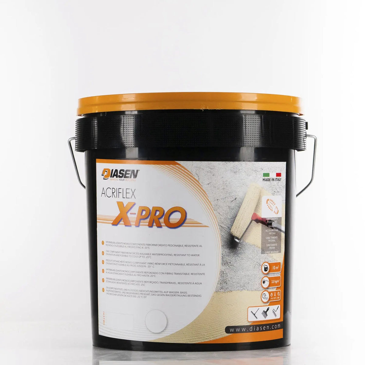 Bucket of Acriflex X-Pro on white background