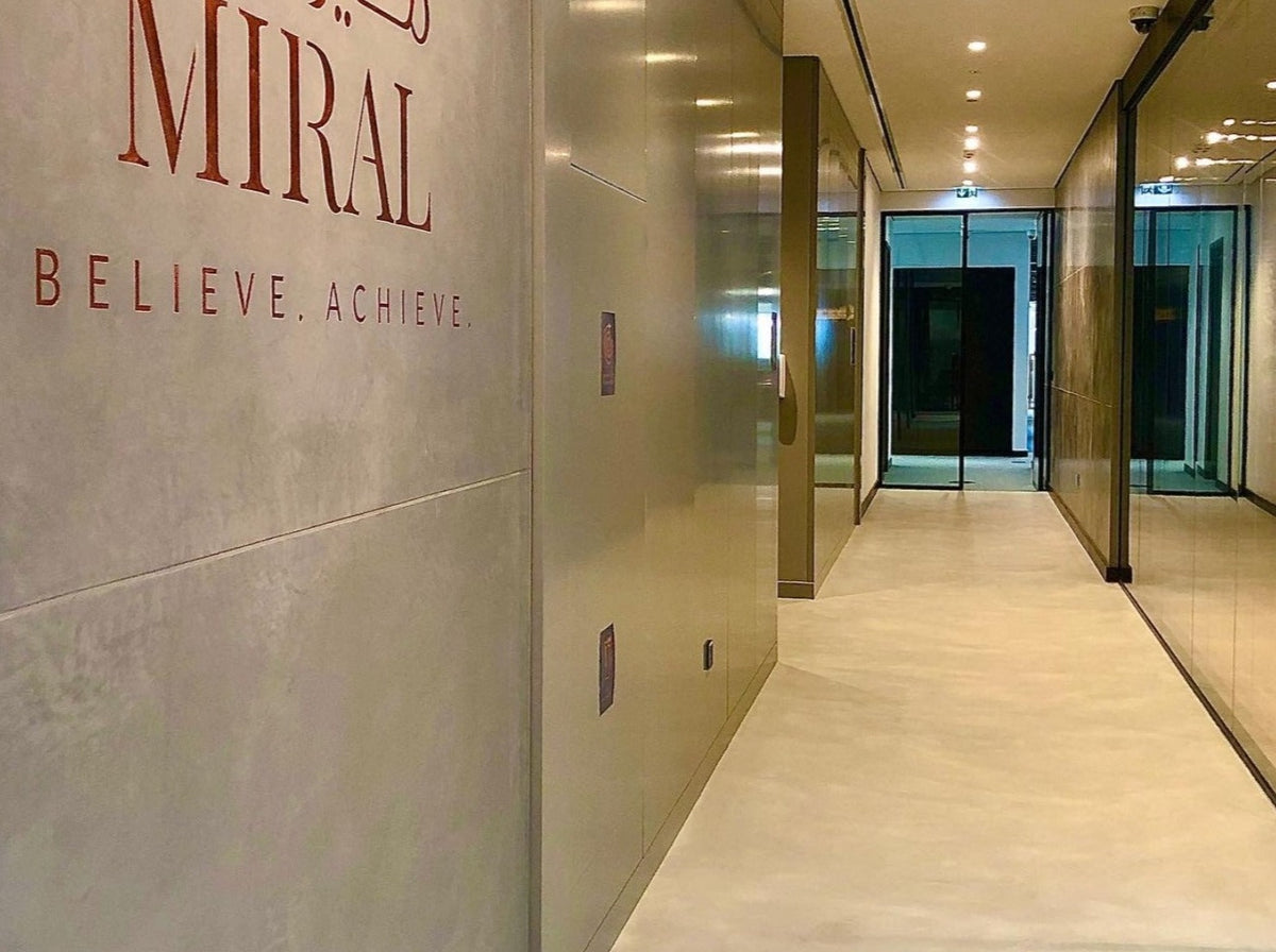 Decorkrete microcement in the Miral headquarters, Dubai