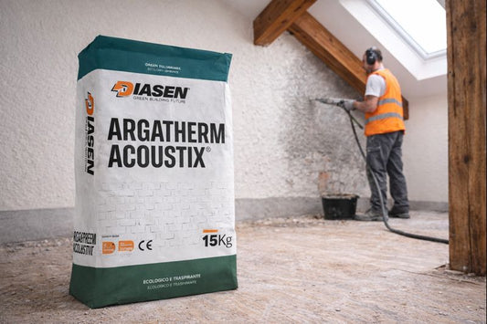 Argatherm Acoustix 15 kg bag, spray application in the room behind