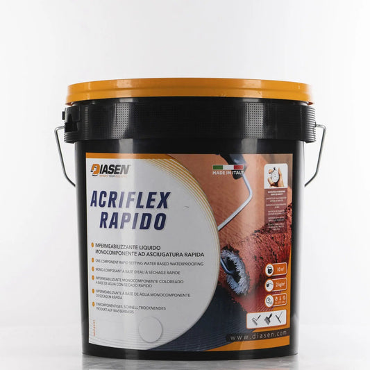 Bucket of acriflex rapido on white backtound